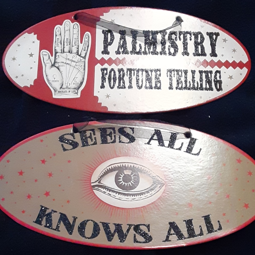 Set of 2 fortune telling Halloween wall art